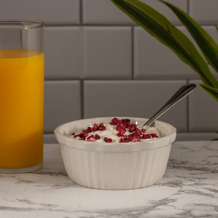 Freeze Dried Pomegranate and yogurt in a bowl