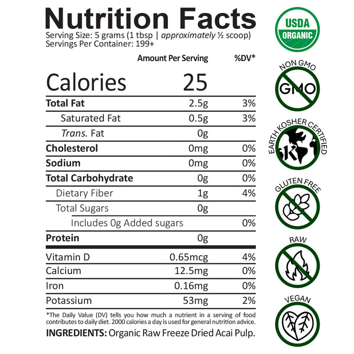 Survival Grocery® - Organic Freeze Dried Acai Powder