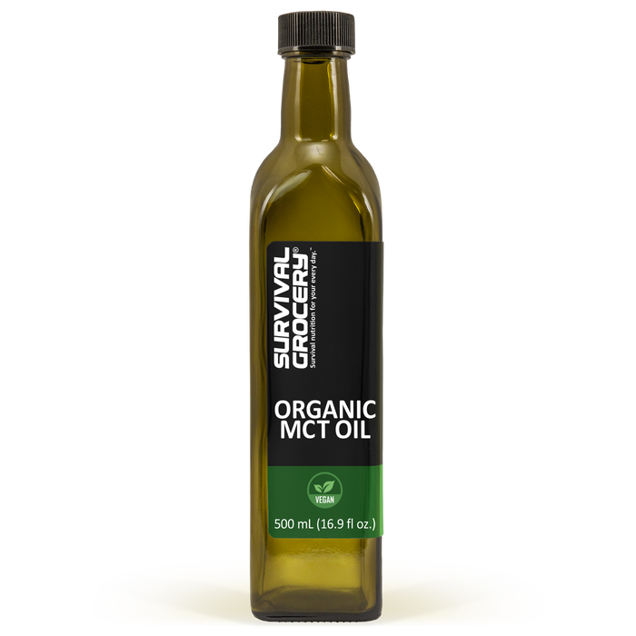 Organic MCT Oil in glass bottle